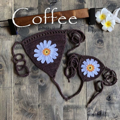 Handmade Crochet Flower Micro Bikini - Tops/ Bottoms